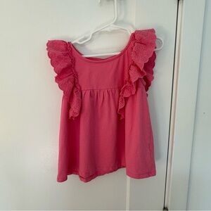 ZARA girls cap sleeve shirt top pink with lace embroidery details 4-5 years